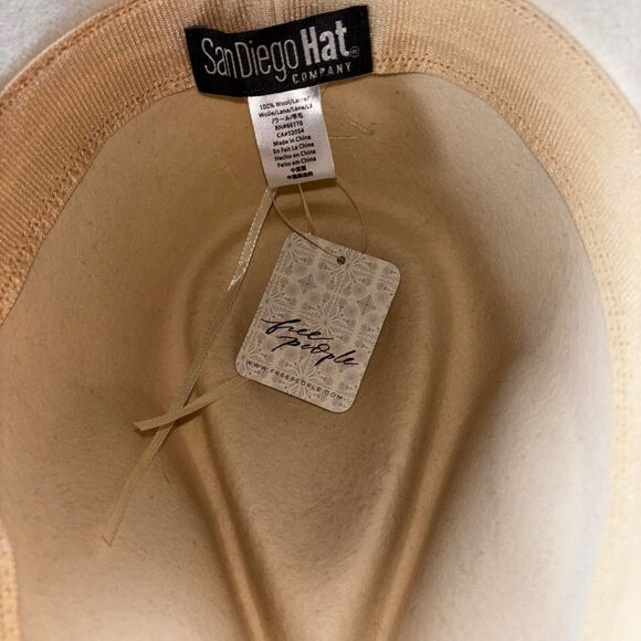 Free People NWT Wool Cream Hat Blue Tie Dye White Rope Accents main image 4